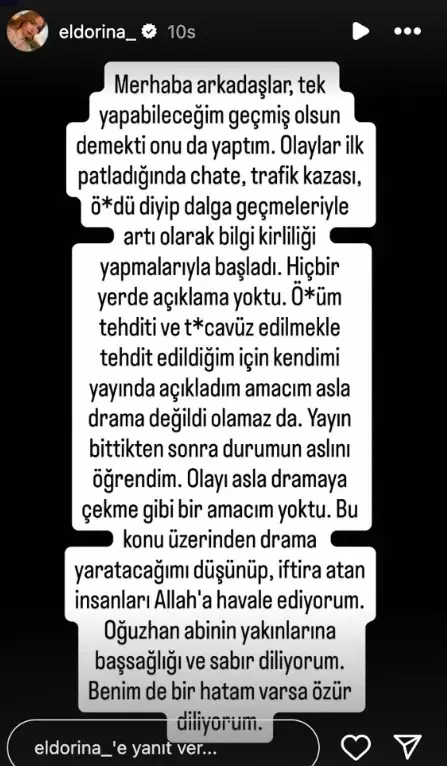 Jrokez'in ölümünün ardından Eldorina hedef oldu: Ölüm ve tecavüz tehdidi aldım