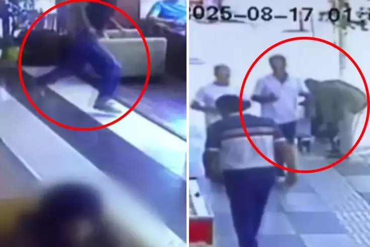 Bir anda koşarak kafenin birinci katından aşağı atladı