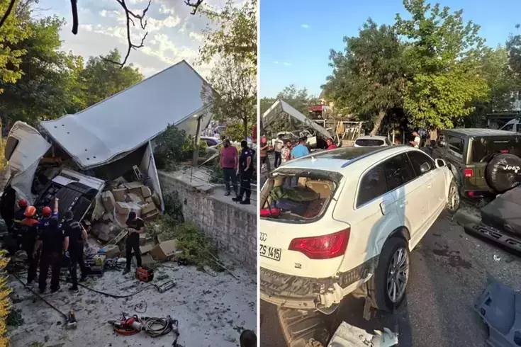 Nevşehir’de freni patlayan kamyon 10 araca çarptı: 6 yaralı